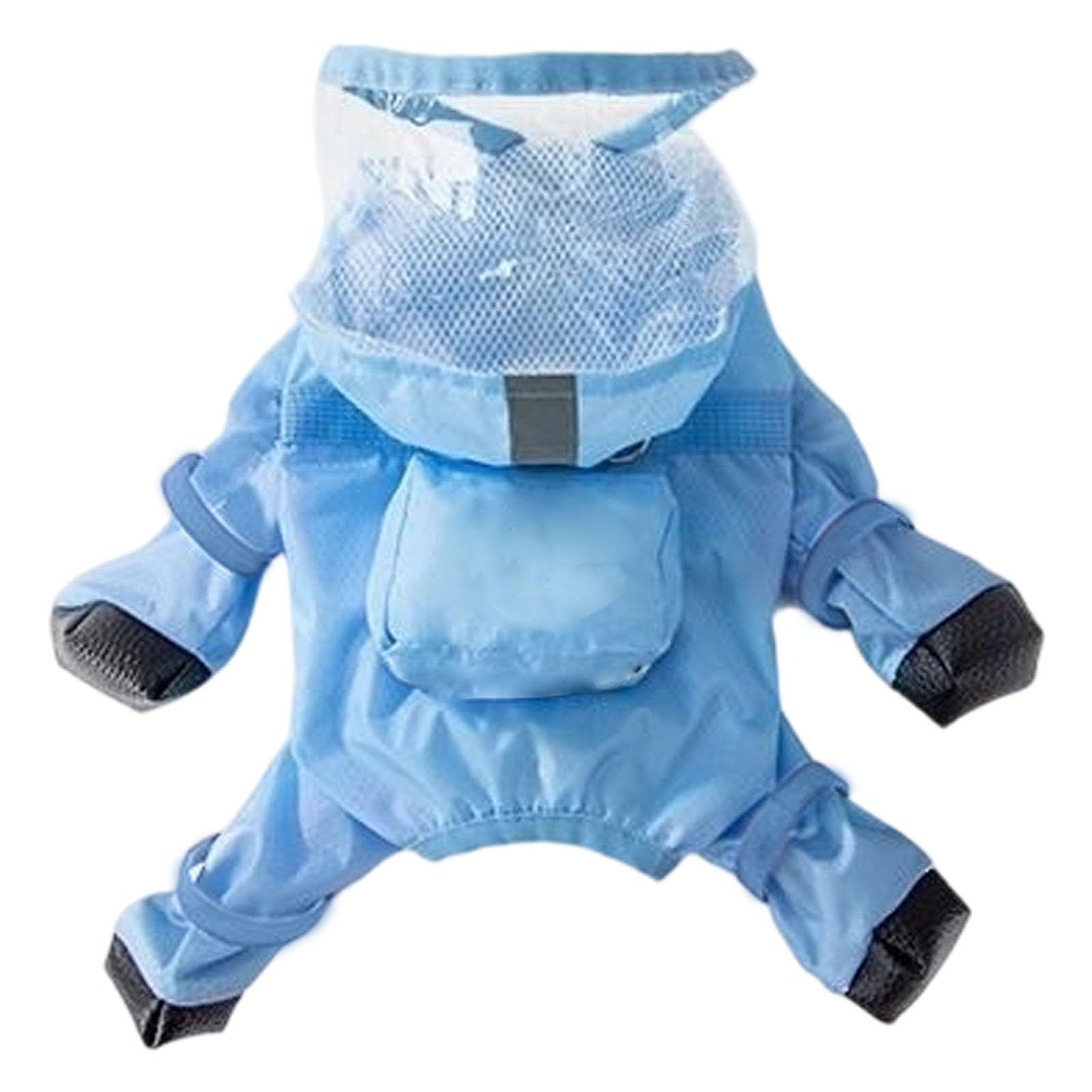 Dog Rain Suit With Shoes Full Coverage Reflective Raincoat & Booties Set For All Weather Includes Hood & Backpack For Small To Large Dogs Comfort Dog Vest (E, M)