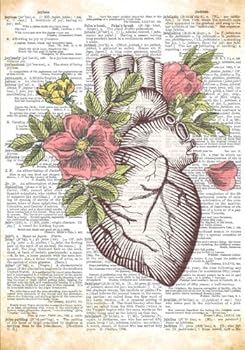 Anatomical Heart with Flowers Dictionary Artwork Notebook : 7 X 10 Inch College Ruled Notebook/Journal