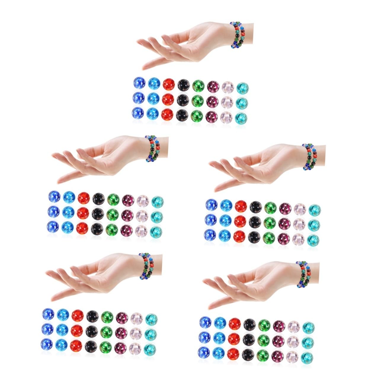 Housoutil 200 Piezas Cuentas De Vidrio Luminosas Brillante Cuentas Para Hacer Pulseras Mini Perlas De Neón Artesanía Kit Para Hacer Pulseras Con Talón