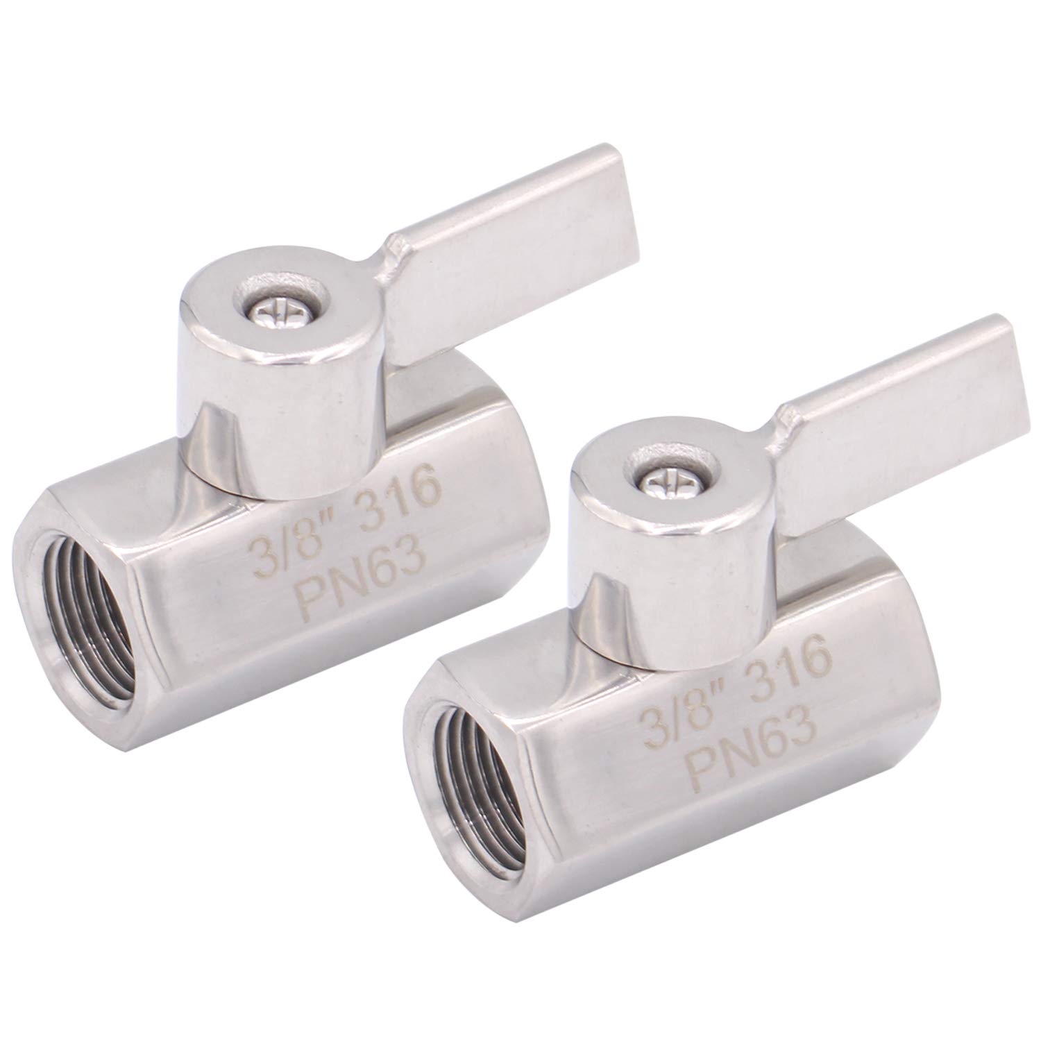 Válvula de bola de acero inoxidable Dernor duradera con rosca NPT de 3/8 para control preciso