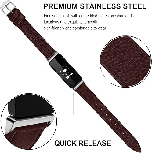 Miniatura 10 de TUV PLNT Bandas compatibles con Inspire HR & Inspire & Inspire 2, para mujeres y hombres, accesorios de cuero, correa de muñeca compatible con