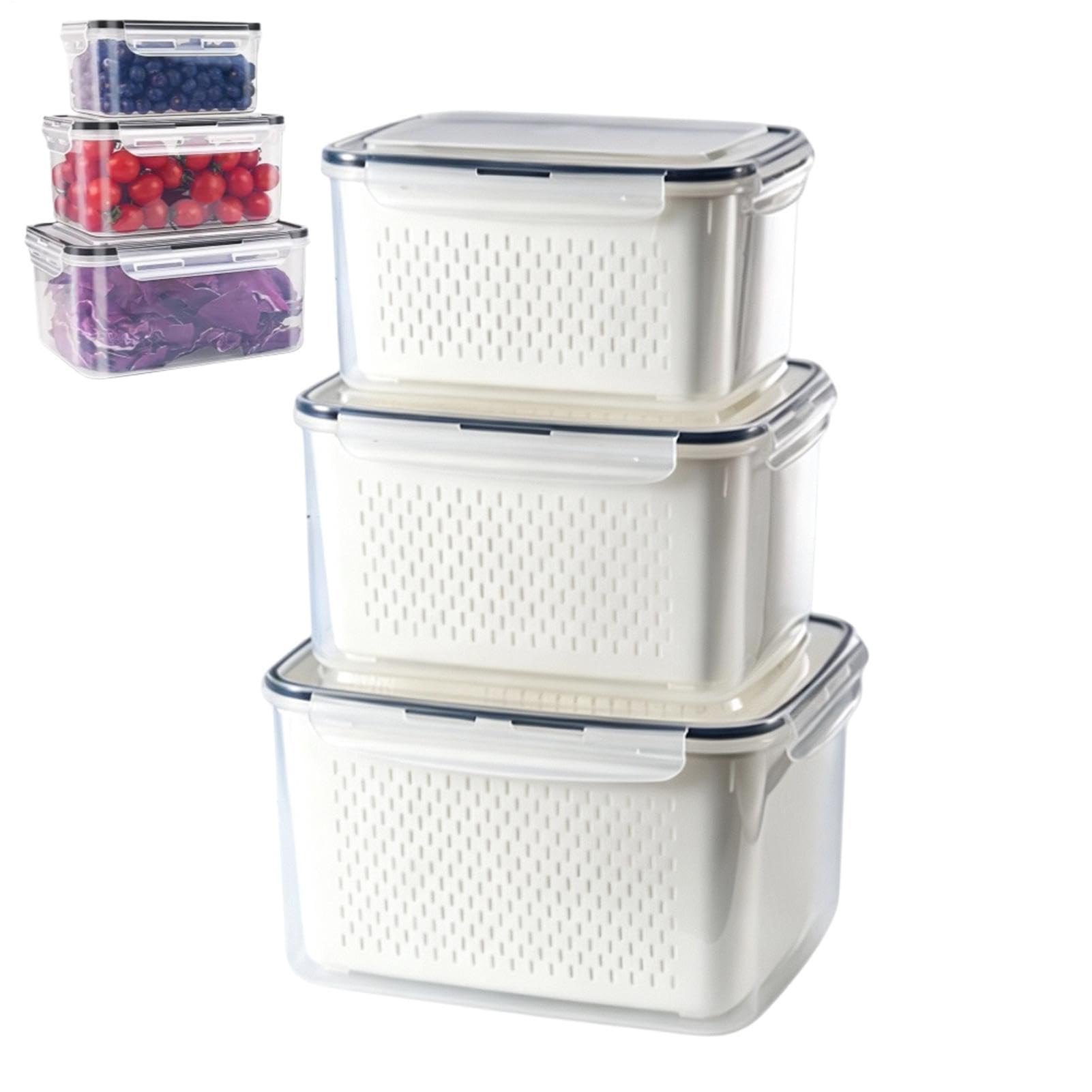 Recipiente de almacenamiento para frigorífico hermético y organizador de cocina para ensaladas