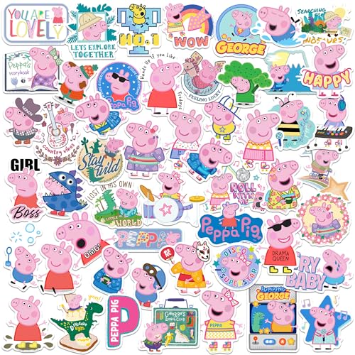 Peppa Pig and George 50ct Vinyl L Deluxe Stickers Tablet Indoor/Outdoor