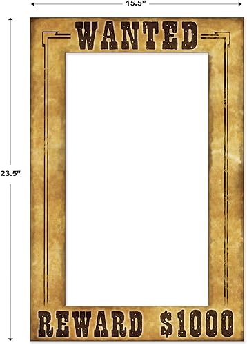 Beistle Western Wanted Photo Fun Frame(23.5" x 15.25",Western Wanted Photo Fun Frame (2-Pack))