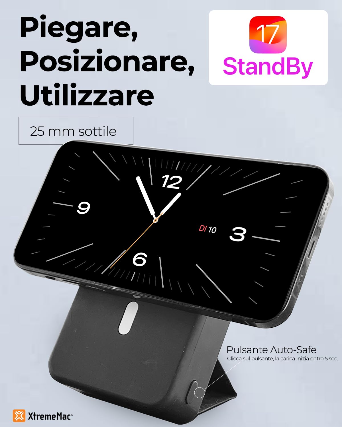 XtremeMac Magsafe Powerbank 20000mAh, Batteria esterna magnetica per iPhone 15/14/13/12 serie, USB-C, USB-A e Powerbank wireless con ricarica rapida, Mini Power Bank PD 20W, Potente, Nero.
