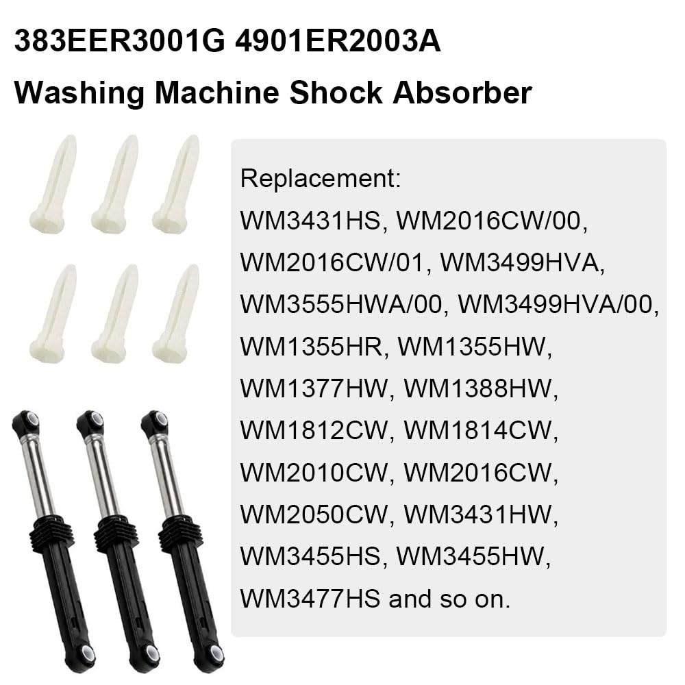 3 x Stoßdämpfer für Unterlegscheibe 383EER3001G, 4901ER2003A, Schwingungsdämpfer für Trommelwaschmaschine kompatibel mit LG 4901ER2003A, 383EER3001G, 383EER3001J