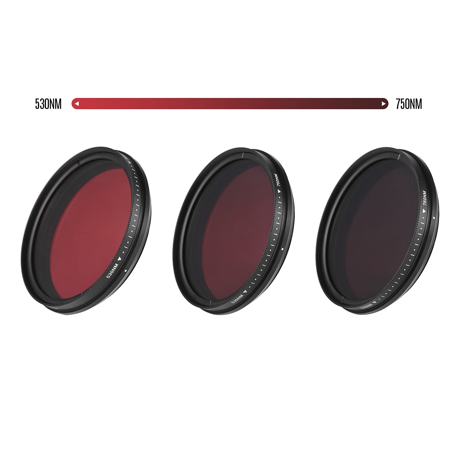 Filtro infrarrojo Ajustable de 62 mm Filtro de Lente de Rayos X de Paso de Infrarrojos Variable de 530 NM a 750 NM Compatible con la cámara DSLR,Filtro de Lentes de Rayos X