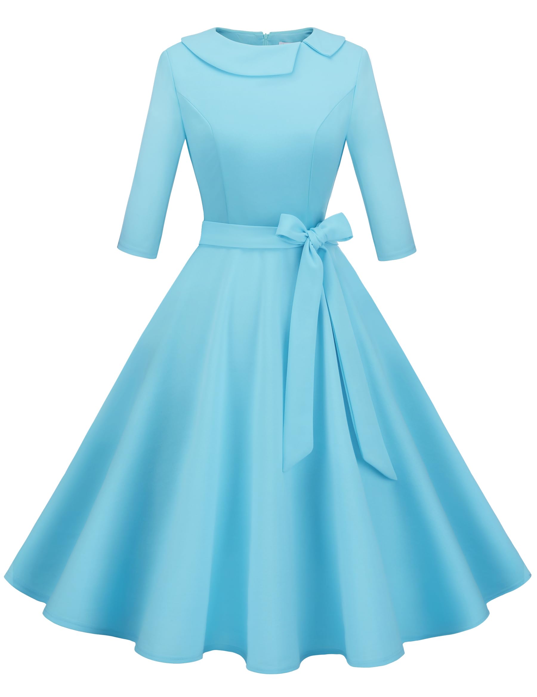 Photo 1 of Wedtrend Vintage Dress for Women A Line Swing 60s Outfits for Woman 3/4 Sleeve Retro Christmas Dress for Women 1930s Dresses for Women WTP2017BlueM