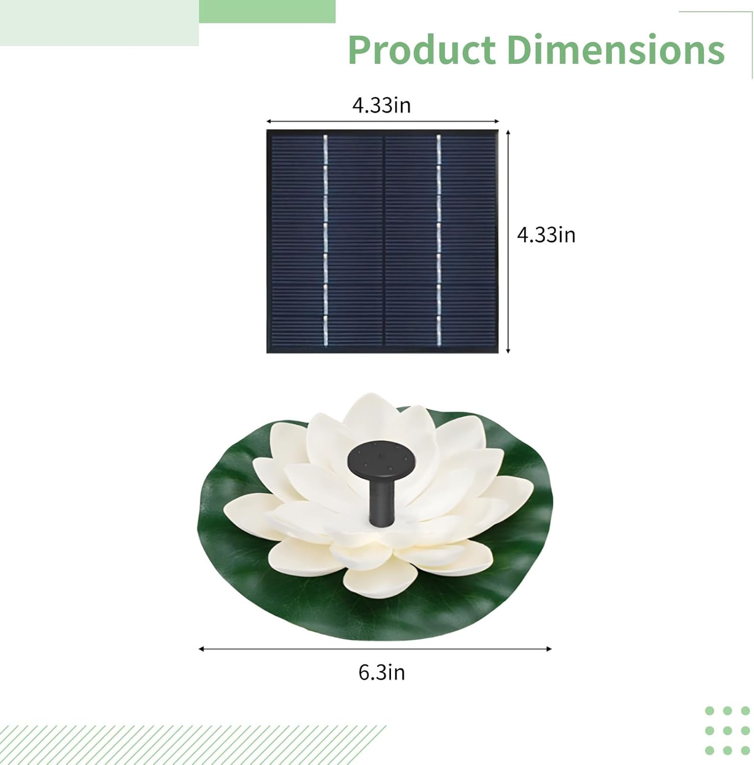 Solar Floating Fountain with Lotus Design, Powered by Monocrystalline Silicon, Adjustable Nozzle Set for and Birdbaths