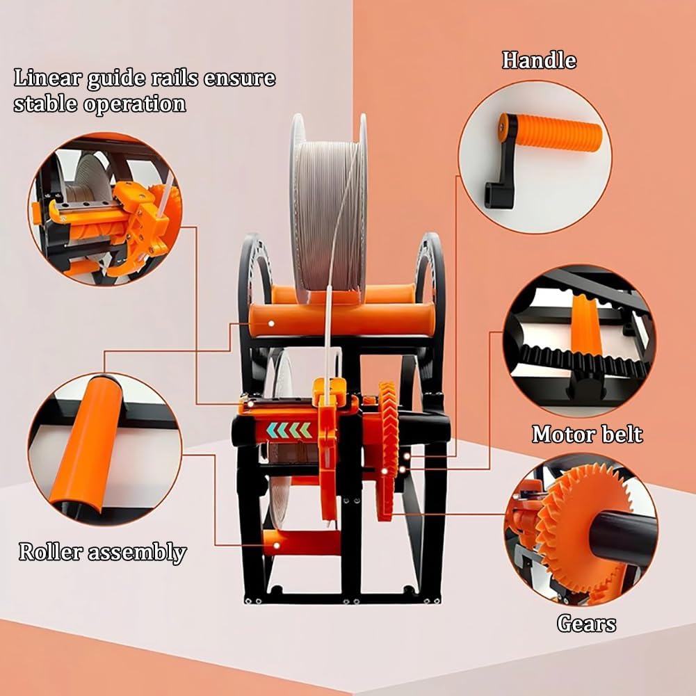 Heavy-Duty Industrial Wire Winding Machine, 3D Industrial-Grade Consumable Wire Winding Machine, 20CM Spool Winding Machine, Manual/Electric Welding Wire Winding Machine,Yellow