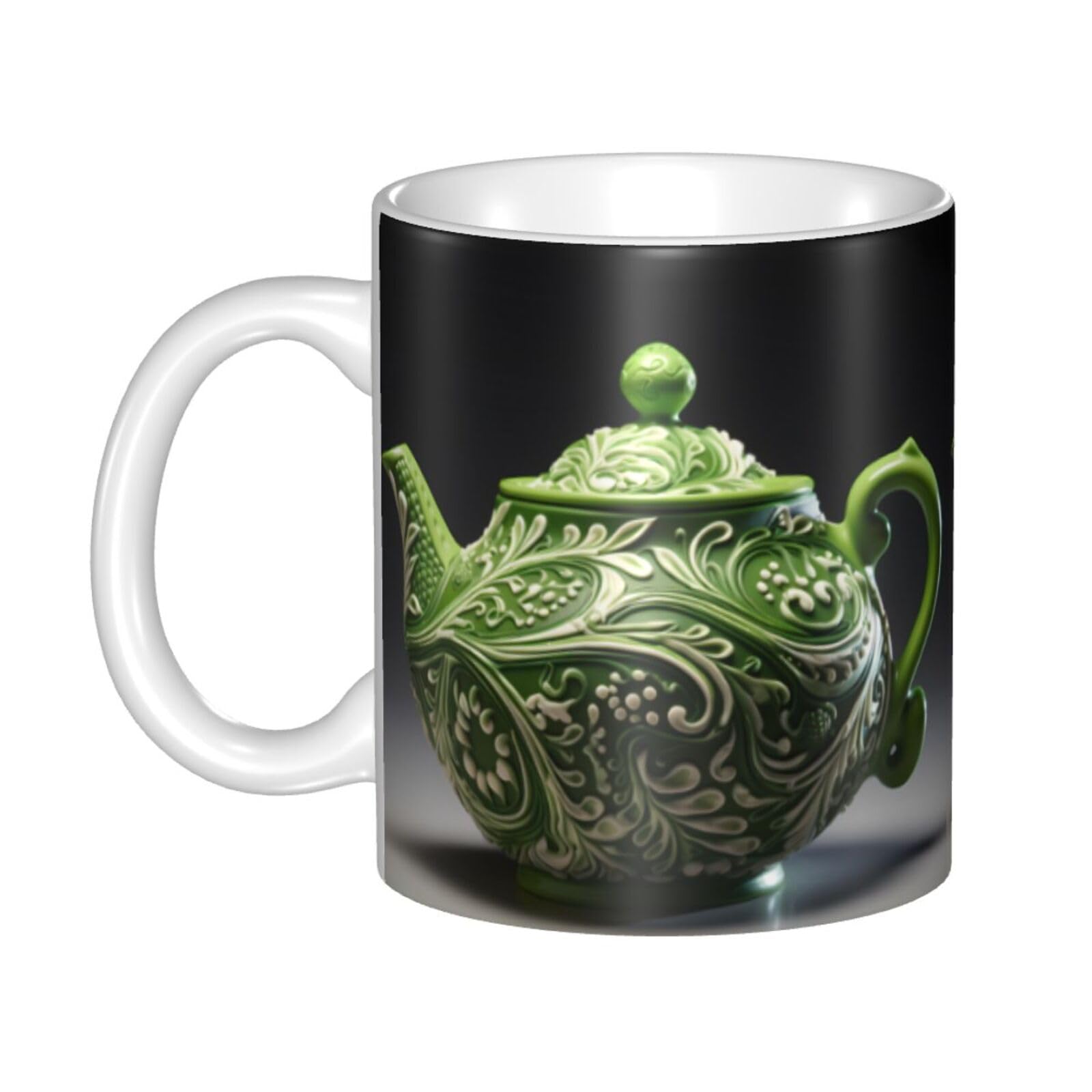 Théière verte en céramique pour un petit-déjeuner au micro-ondes