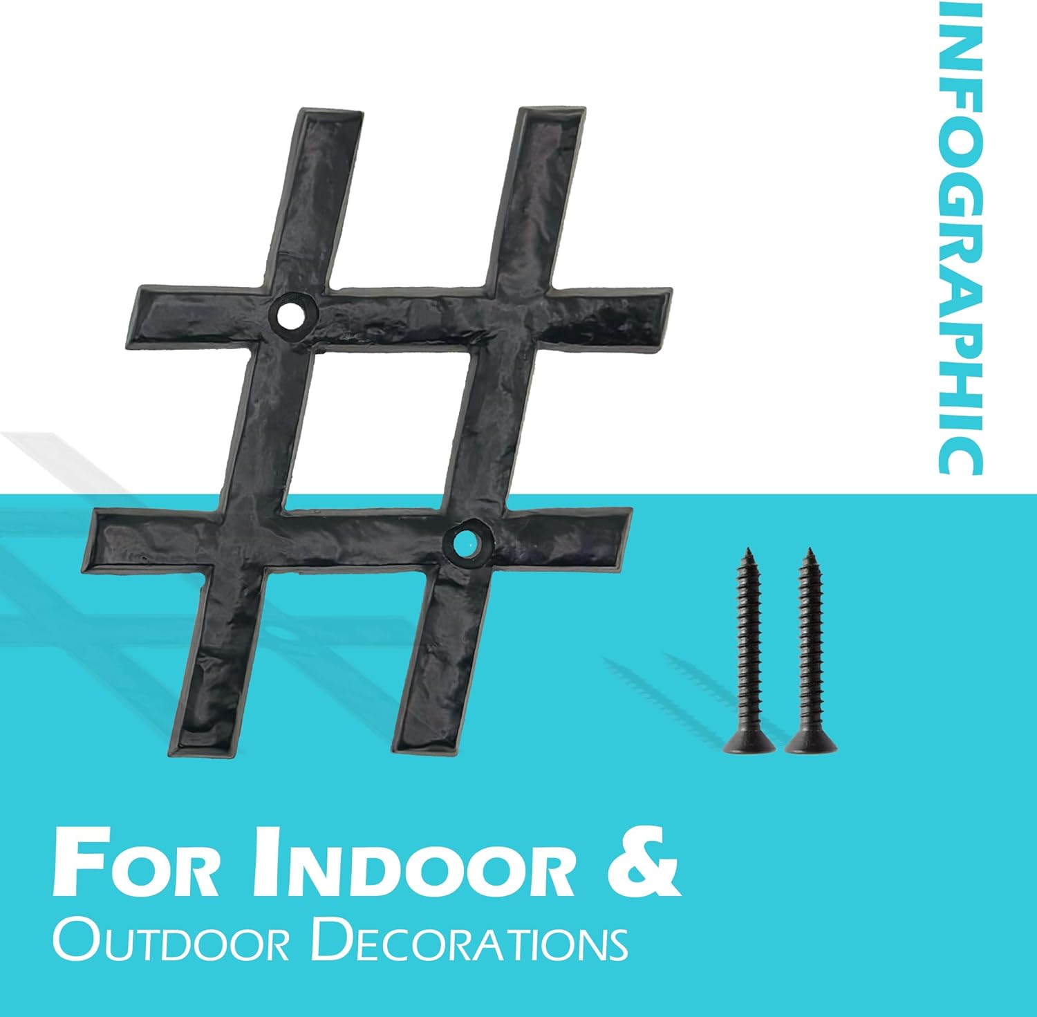 Generic Cast Iron Hashtag House Number, 5 Inches, Matte Black