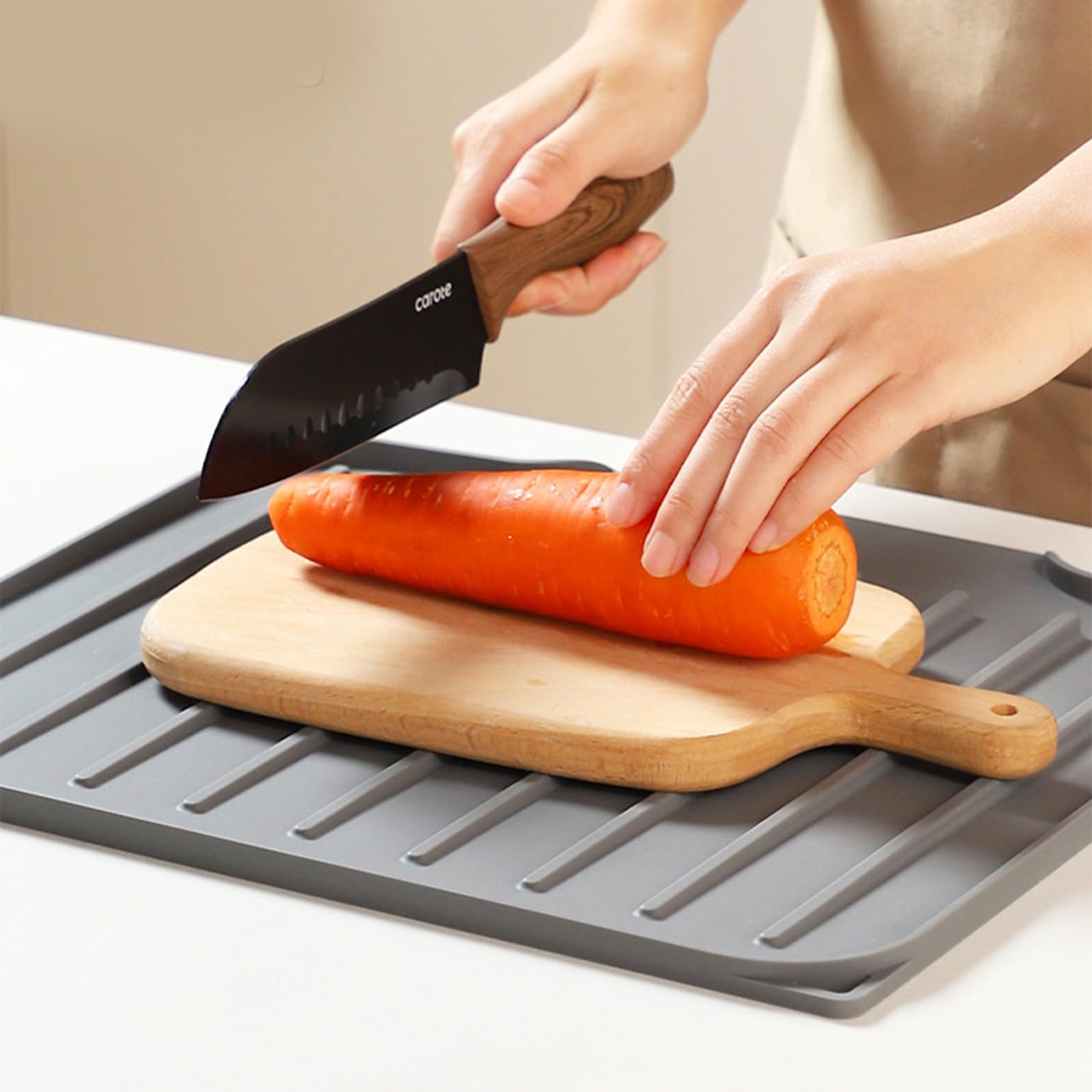 Tapis égouttoir antidérapant en silicone pour évier de cuisine – Tapis de séchage flexible et facile à nettoyer pour vaisselle sanitaire protecteur de comptoir non toxique résistant à la chaleur