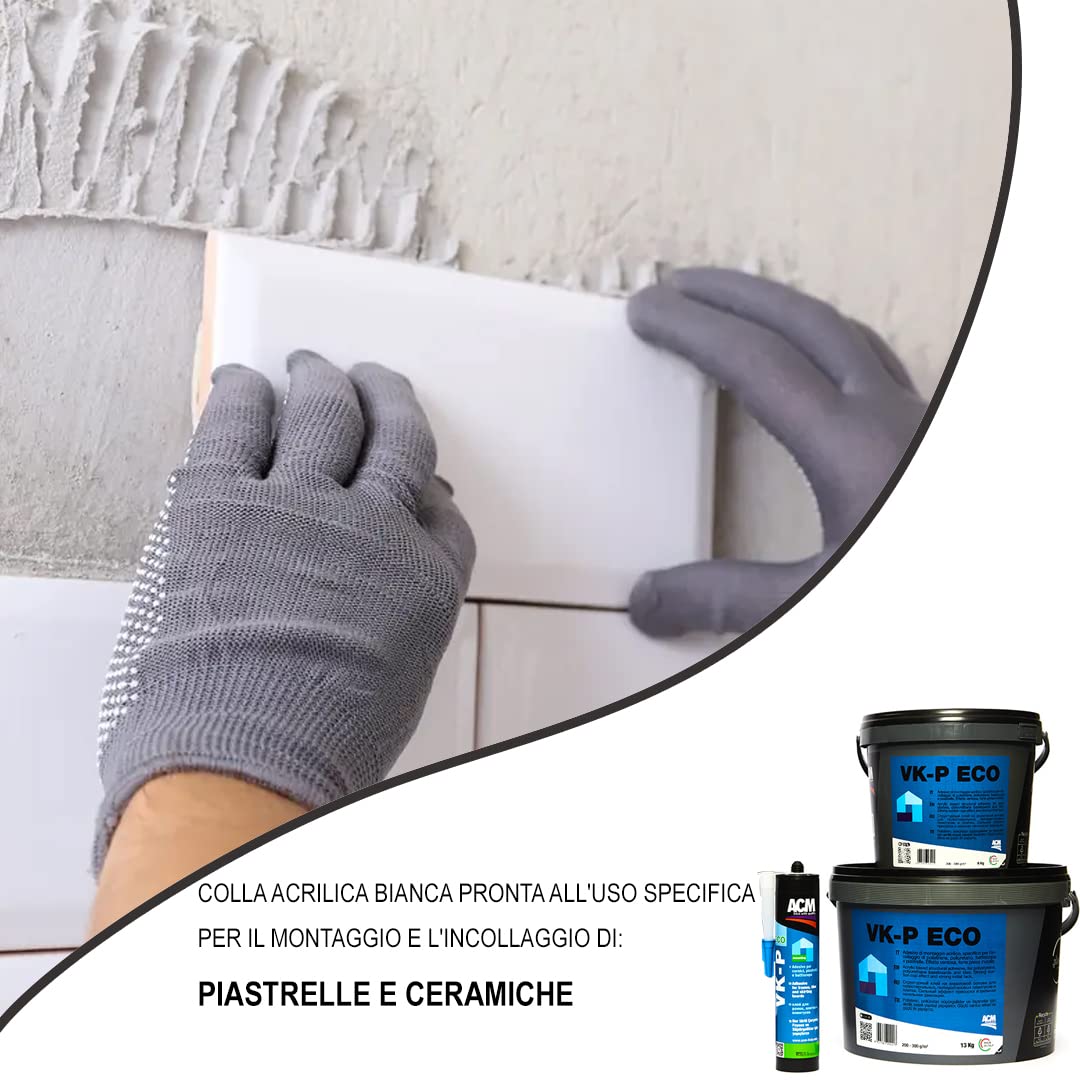 MASTERBRICO Colla per Pannelli Fonoassorbenti, Colla per Pannelli Polistirolo, Rosoni, Battiscopa, Sughero e Piastrelle – Collante Acrilico con Forte Presa per Uso Interno (6 kg)