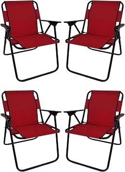 Bofigo 4 Piece Camping Chair Folding Chair Picnic Chair Beach Chair Red