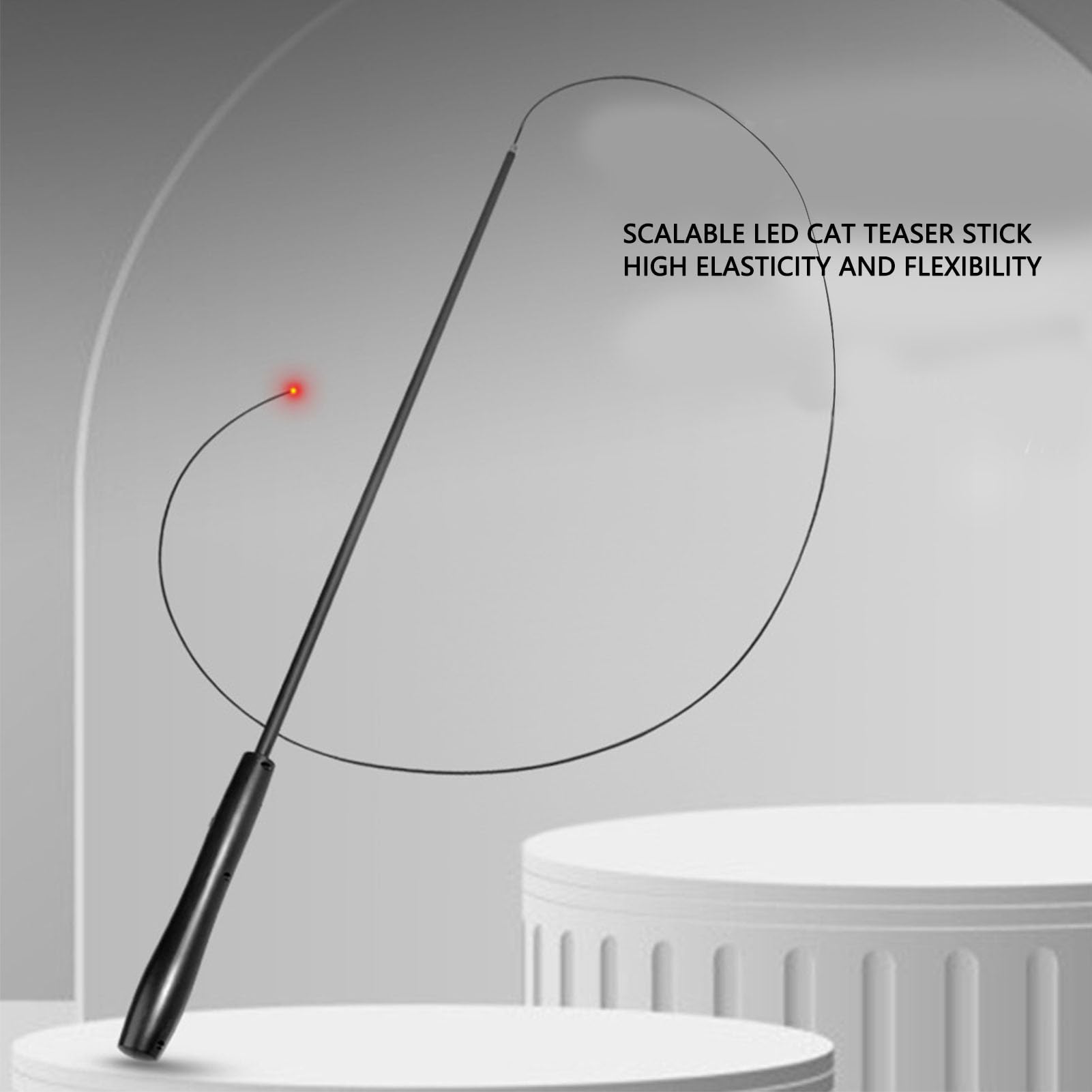 Varita Telescópica para Juegos de Gatos, Juguete de Varita Retráctil con Luz Roja LED, Diseñada para Juegos Interactivos, Antideslizante, Juguete de Caña de Pescar p (Negro)