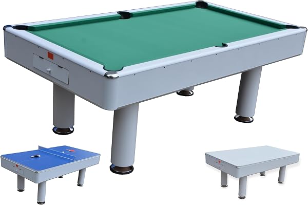 Tavolo Biliardo Fenice 3 in 1 - (216 cm o 245 cm) - Trasformabile in Tavolo da Pranzo, Biliardo e Ping Pong con Sistema Raccolta Biglie Nascosto, Gambe Cilindriche, Accessori Inclusi - 1