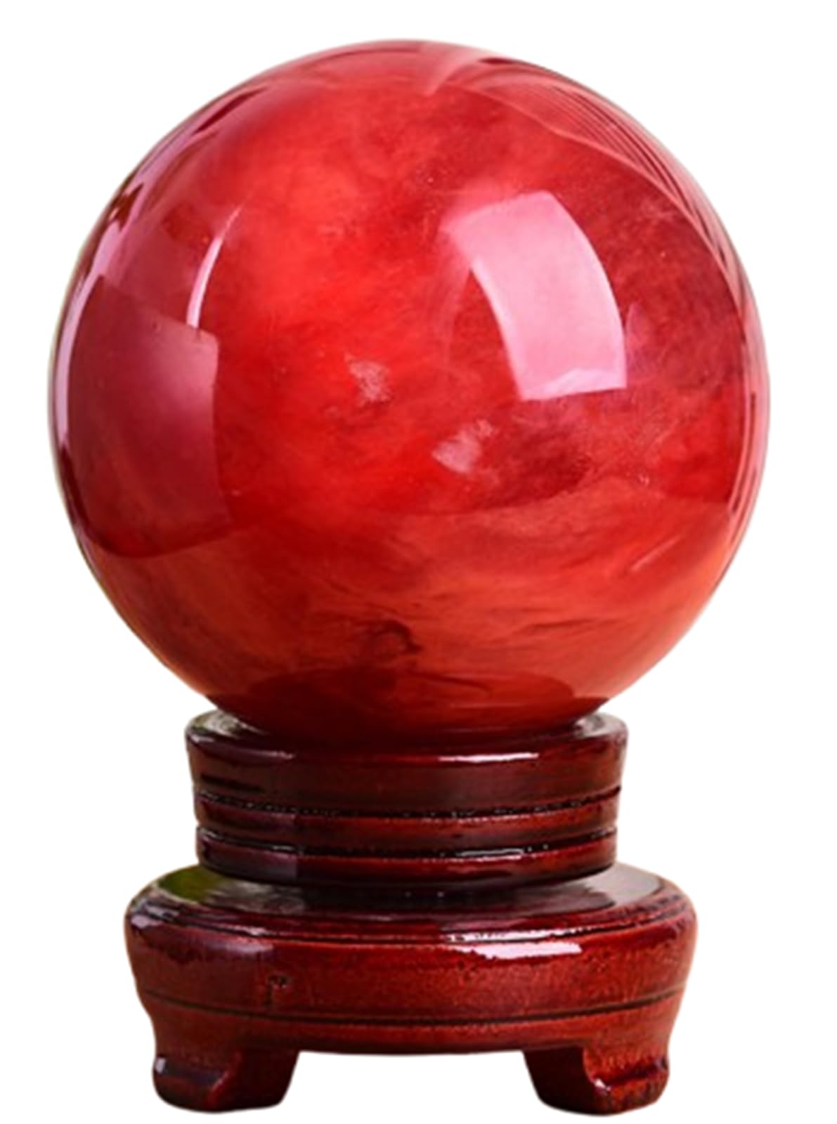 BJXKHFPIV Smelting Stone Red Crystal Ball Ball Crystal Craft Sculpture for Feng Shui,Witchcraft,Scrying,Decorative Ball,Quartz Crystal Sphere Orb,6cm/2.4in