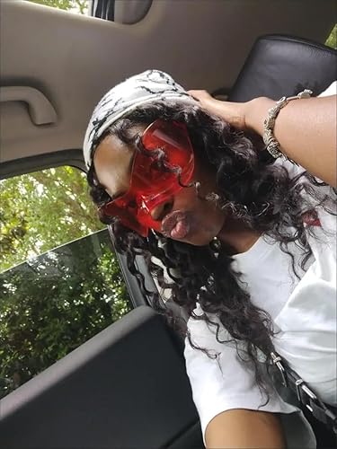 Miniatura 2 de GUVIVI Gafas de sol futuristas para hombres y mujeres, de gran tamaño, con protección envolvente, a la moda, de superhéroe, chic, gafas de sol