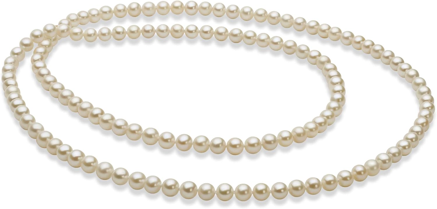 30 inches White 5-6mm AAA Quality Freshwater Cultured Pearl Necklace for Women-30 in Length - Image 2