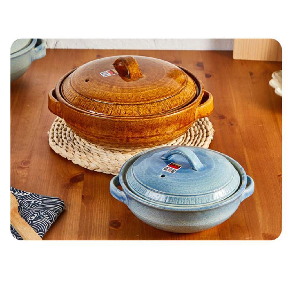 Casseruola Rotonda in Ceramica con Coperchio Pentola in Ceramica Casseruola Giapponese per fonduta Pentola in Terracotta Pentola per stufato Pentola per zuppa Resistente