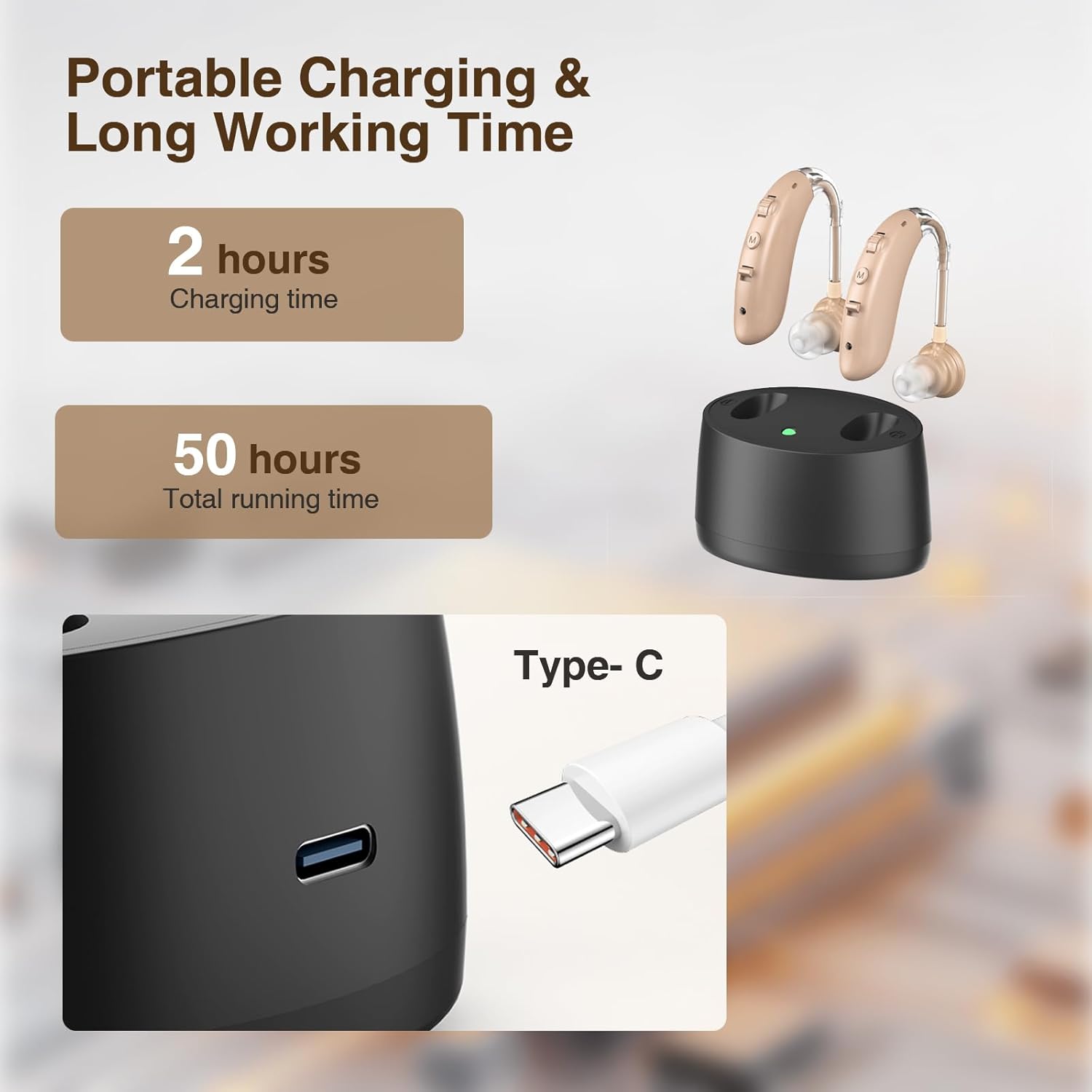 Hearing Aids for Seniors, Hearing Aids Rechargeable with Noise Cancelling and Volume Control, Hearing Amplifier for Adults Hearing Loss, Portable Behind-the-Ear Hearing Aid Headphones
