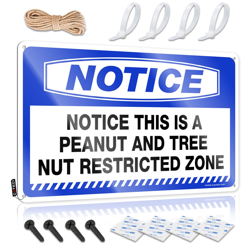 ZTBBDNQHA Vintage Metal Signs Funny Notice This Is A Peanut And Tree Nut Restricted Zone Tin Sign Man Cave Funny Signs Man Cabe Decor(20X30CM)