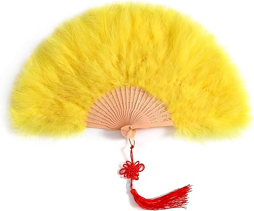Miniatura 2 de Abanico plegable de plumas vintage de los años 20 con diseño de marabú, ventilador de mano, para fiesta de disfraces, espectáculos de baile y