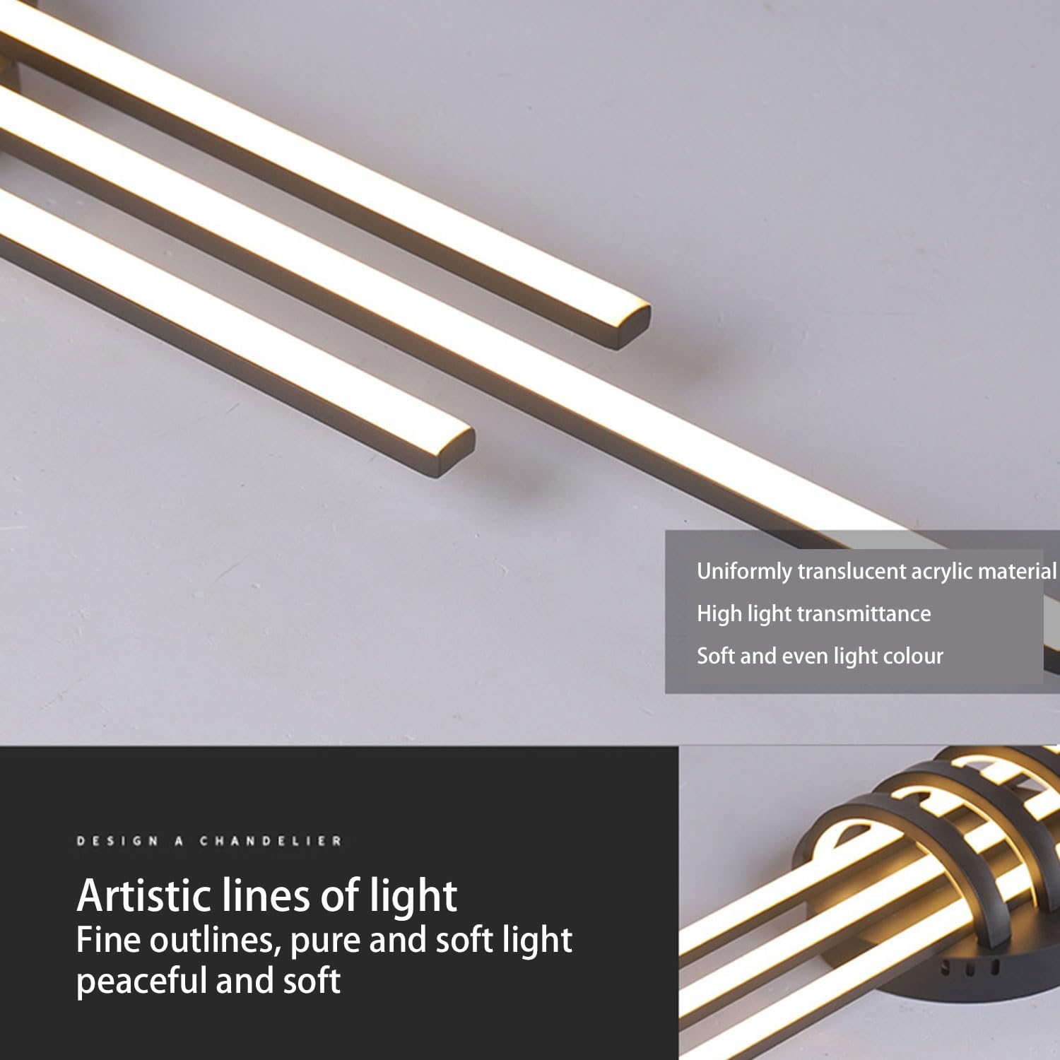 Deckenleuchte Moderne LED Dimmbar Skandinavischer Stil Deckenlampe Minimalistisch Innen Decken Beleuchtung Mit Fernbedienung for Schlafzimmer Gang-Lampe Korridor Licht Pendelleuchte(Schwarz,80cm)