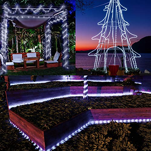 Solar Powered Led Rope Lights - 40Ft 8 Modes 100 Led Solar Outdoor Rope String Lights Waterproof Tube Light Copper Wire Fairy Lights For Garden Camping Fence Yard Balcony Wedding Decor (Cool White) #TOP4