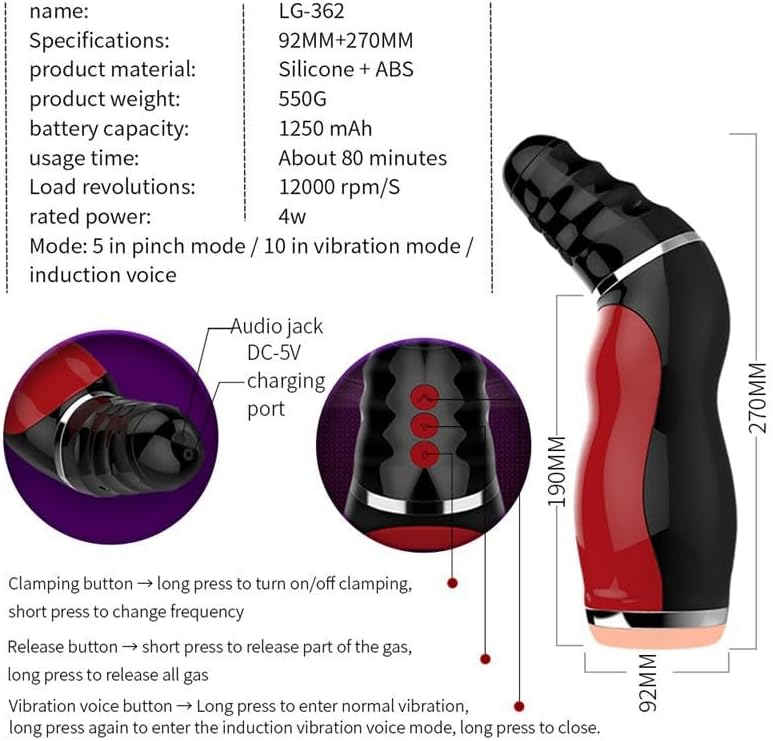 JITEM Portable Utility Tool, Fully Automatic Men's Fitness Equipment, Multi-Speed Frequency Conversion, Intelligent Heating, size