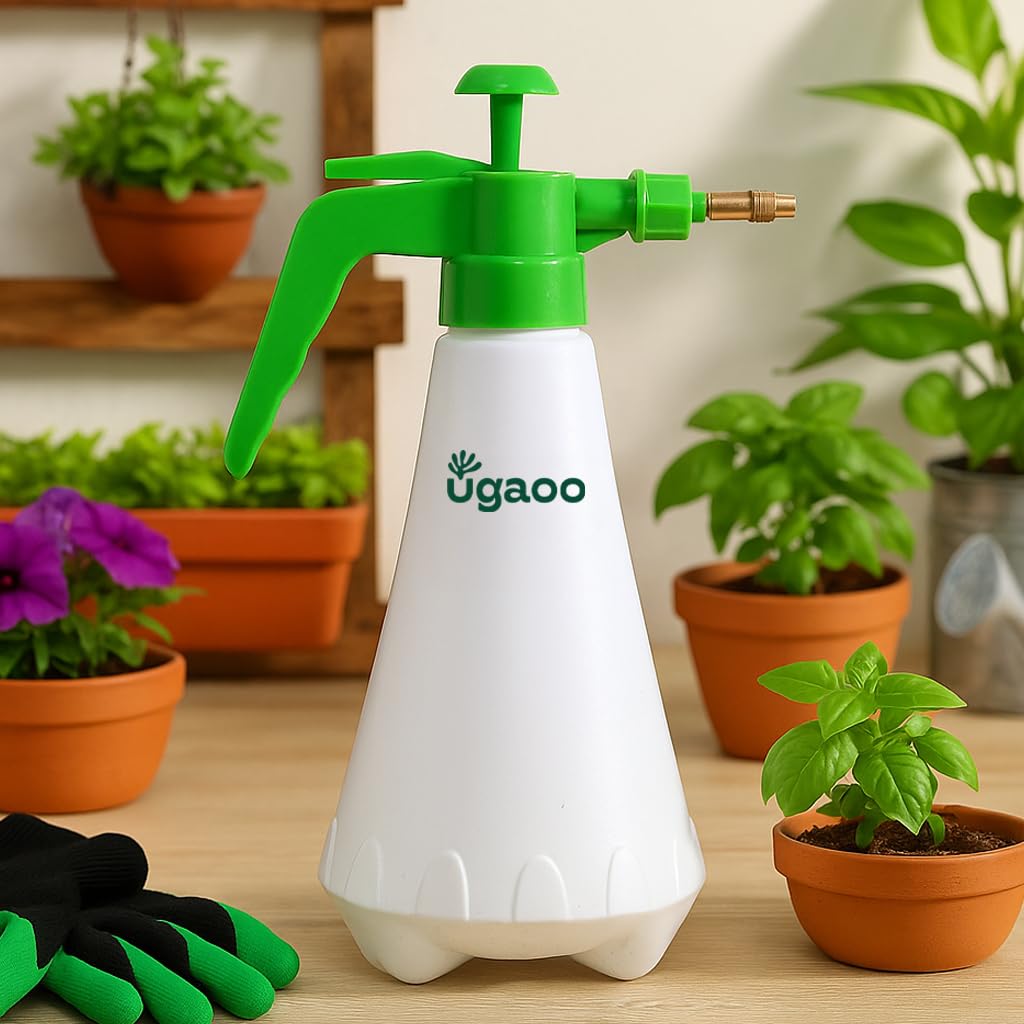 ugaoo pressure spray pump bottle sprayer for home garden plants - 1 ltr. (white)