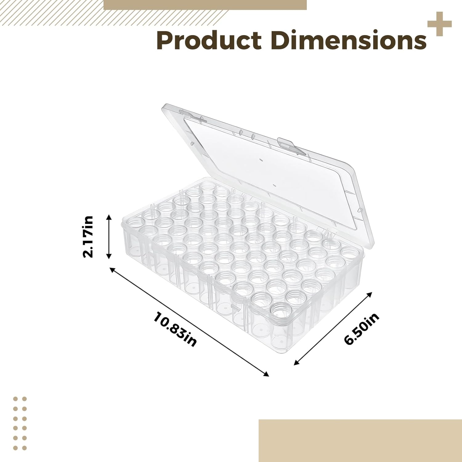 Bottles Bead Storage Container Organizer Box Pcs 60, with Labels Scale Markings, Case Plastic for Art Beads, 0.5 Oz / 15 Ml Screw Cap Jars and Jewelry