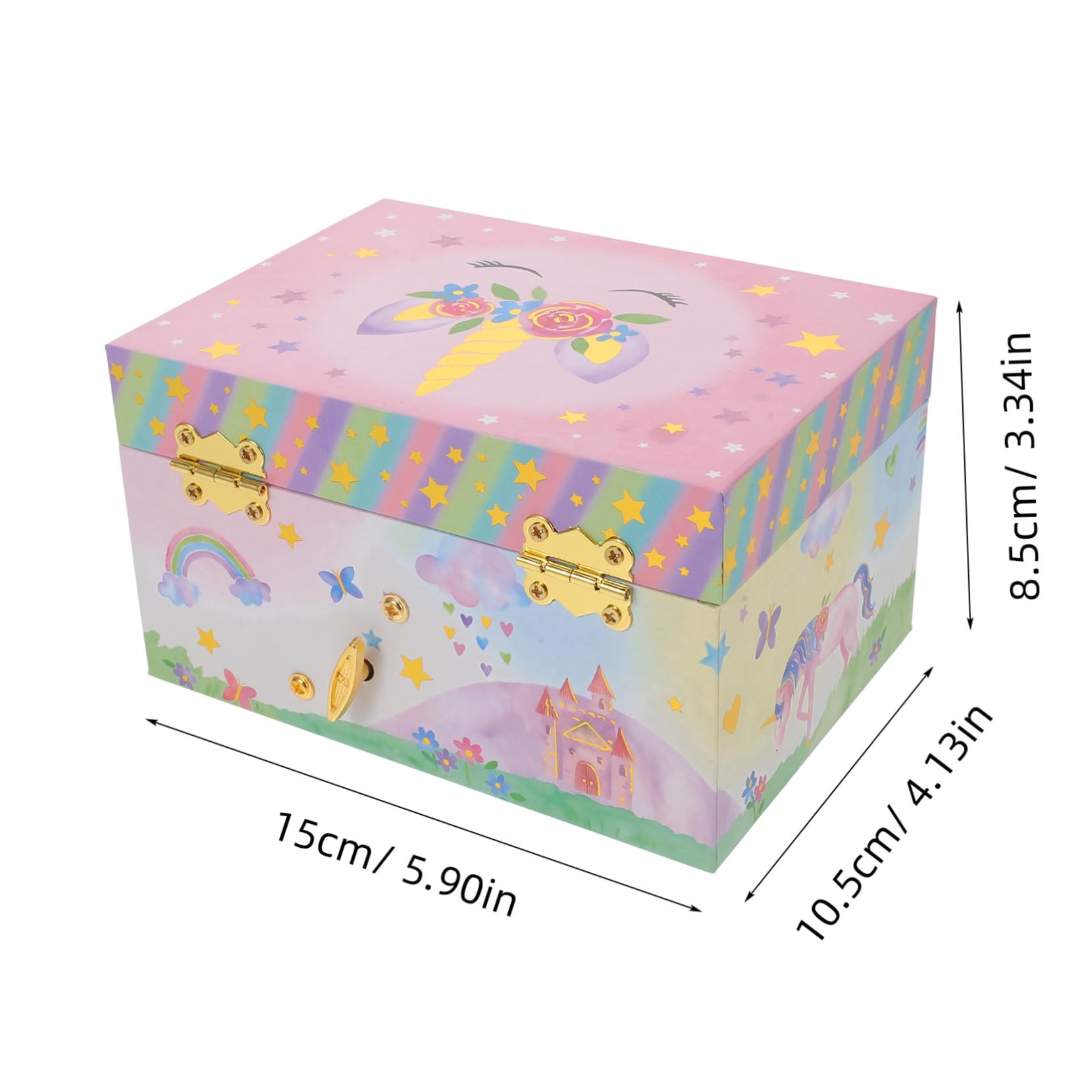 SHERCHPRY Caja de Música con Diseño de Unicornio para Niñas, Joyero Musical de Madera Multifuncional con Compartimentos para Cumpleaños y Decoración