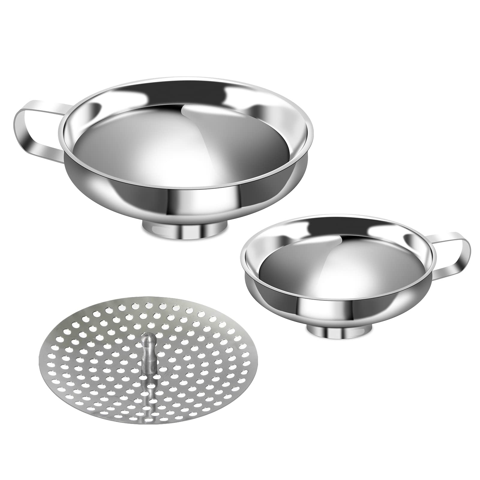Stainless Steel Canning Funnel Set - Wide Mouth Funnel for Mason Jars, 2 Pack (Small and Large)