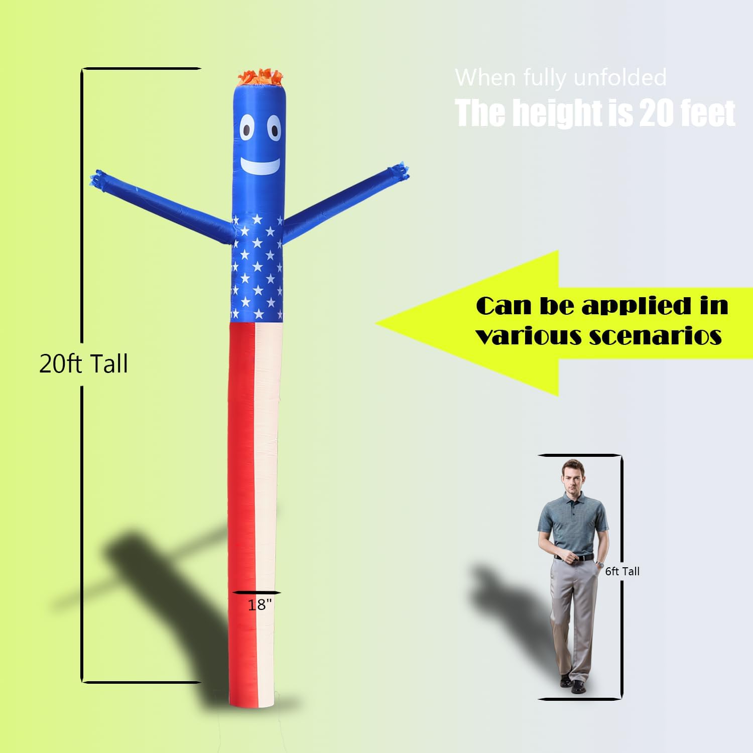 20FT Inflatable Tube Man for 18'' Blower (Blowers Not Included) Air Puppet Dancer Waving Puppet Sky Man for Mall Opening,Outdoor Advertising Tool,Business Promotion (No Blower-Red)