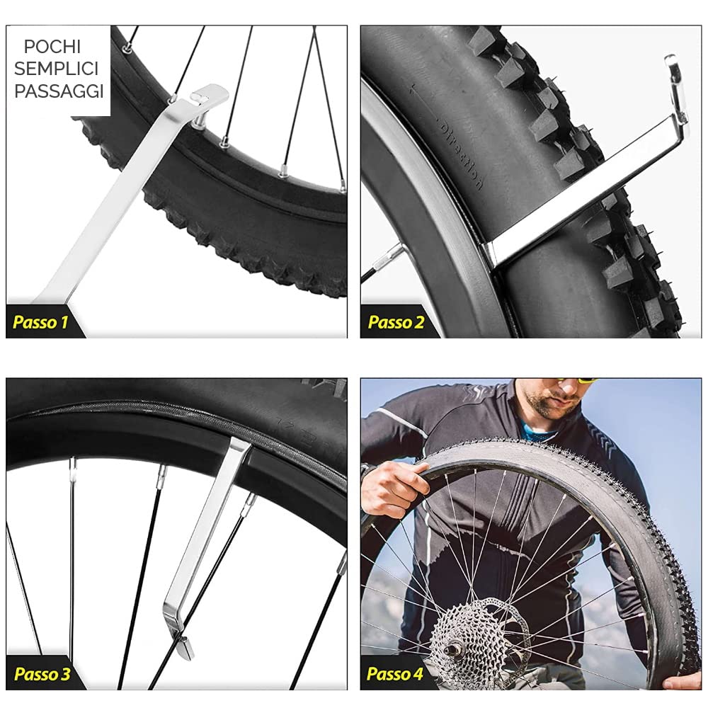 3 Levacopertoni Per Bicicletta In Plastica – Attrezzo Per Riparazione Copertoni – Utile Per MTB, Bici Da Strada, Pieghevoli – Design Ergonomico - 3