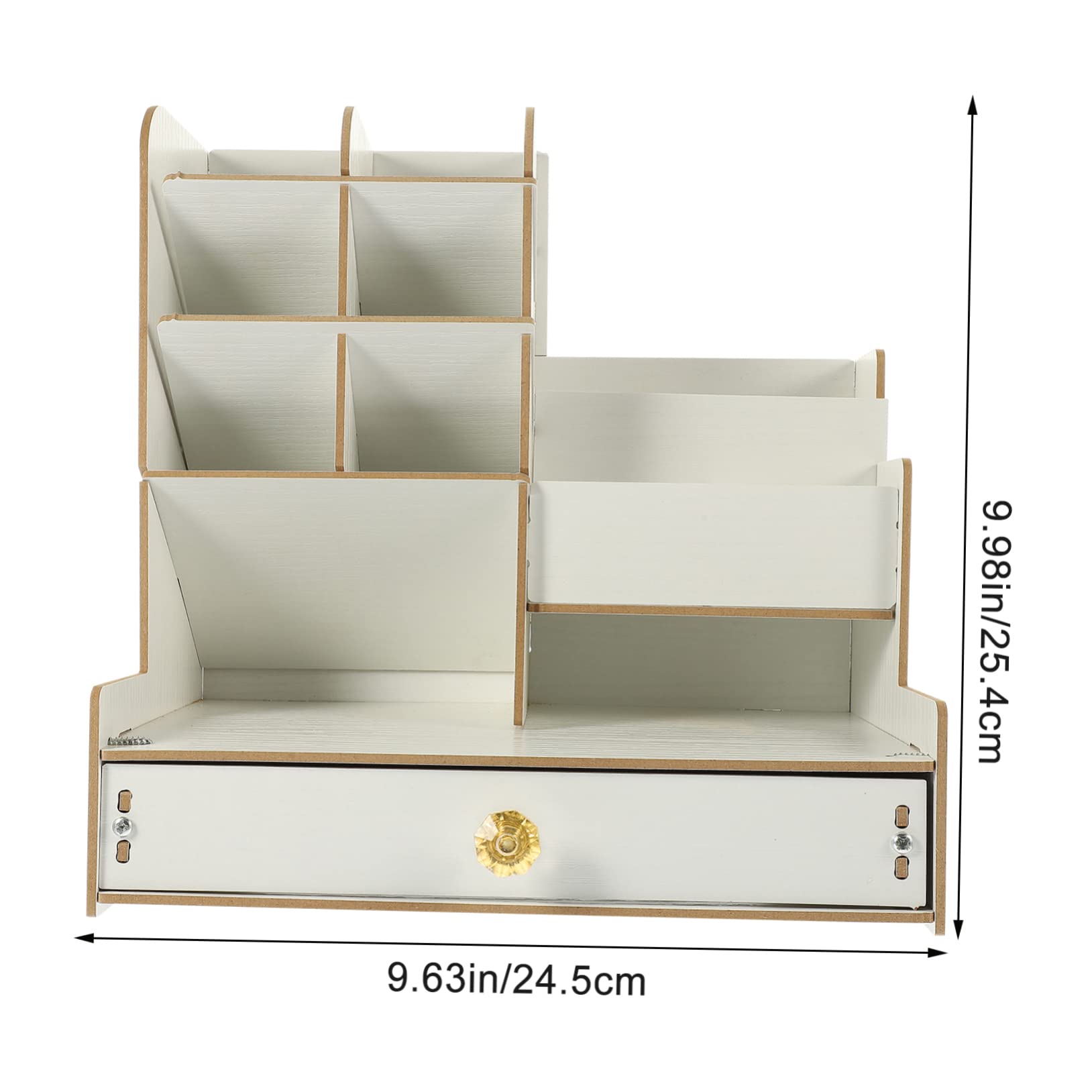 Amosfun Porta Penne Da Scrivania in Legno Organizer Multiuso Per Cancelleria Scomparti Scatola Portaoggetti Resistente e Pratico Per Ufficio e Studio