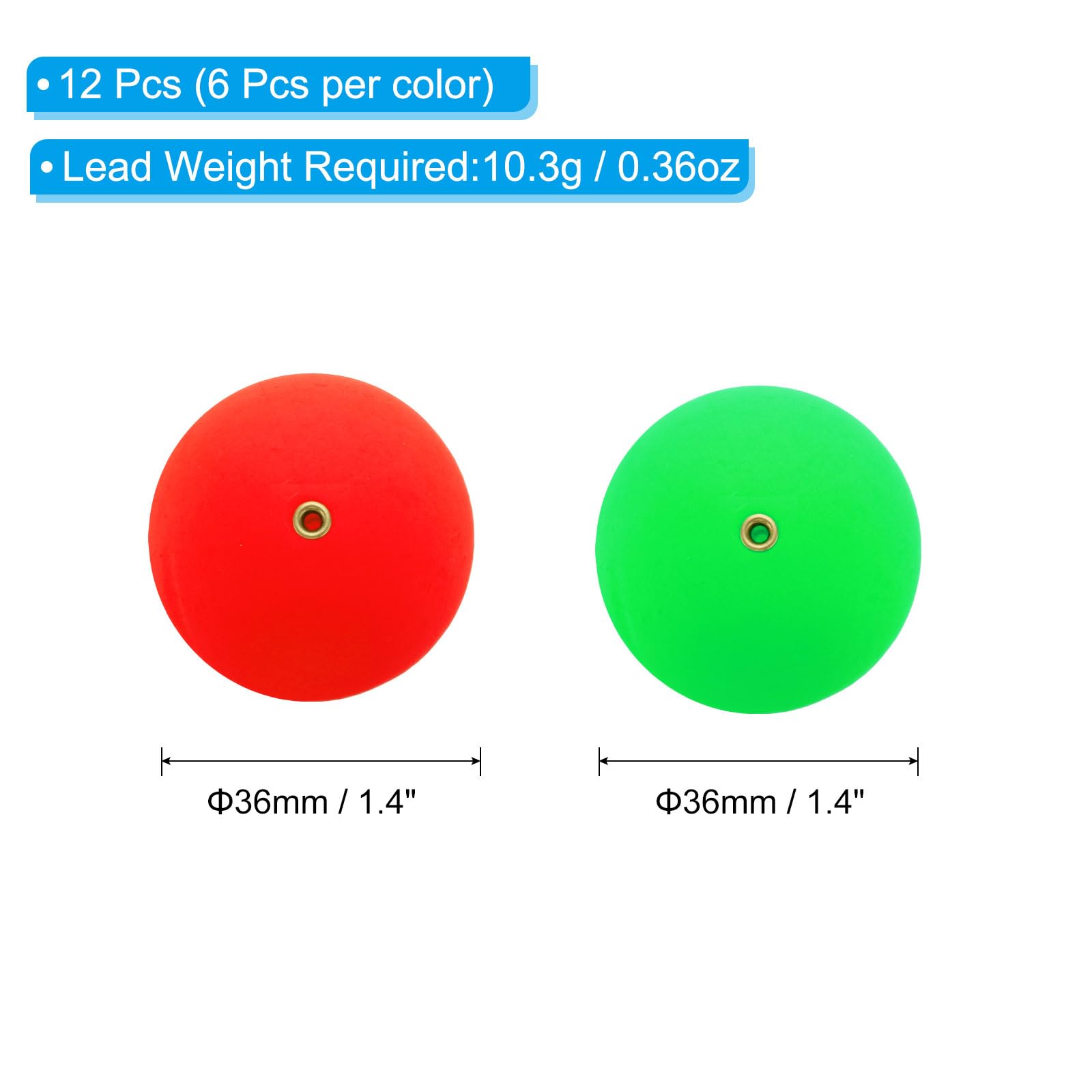PATIKIL Fishing Bobber 36mm/1.4 Inch Dia, 12 Pack Slip Foam Floats Buoy Rig Stoppers for Crappie Trout Bass Fishing Red,Green - Image 2