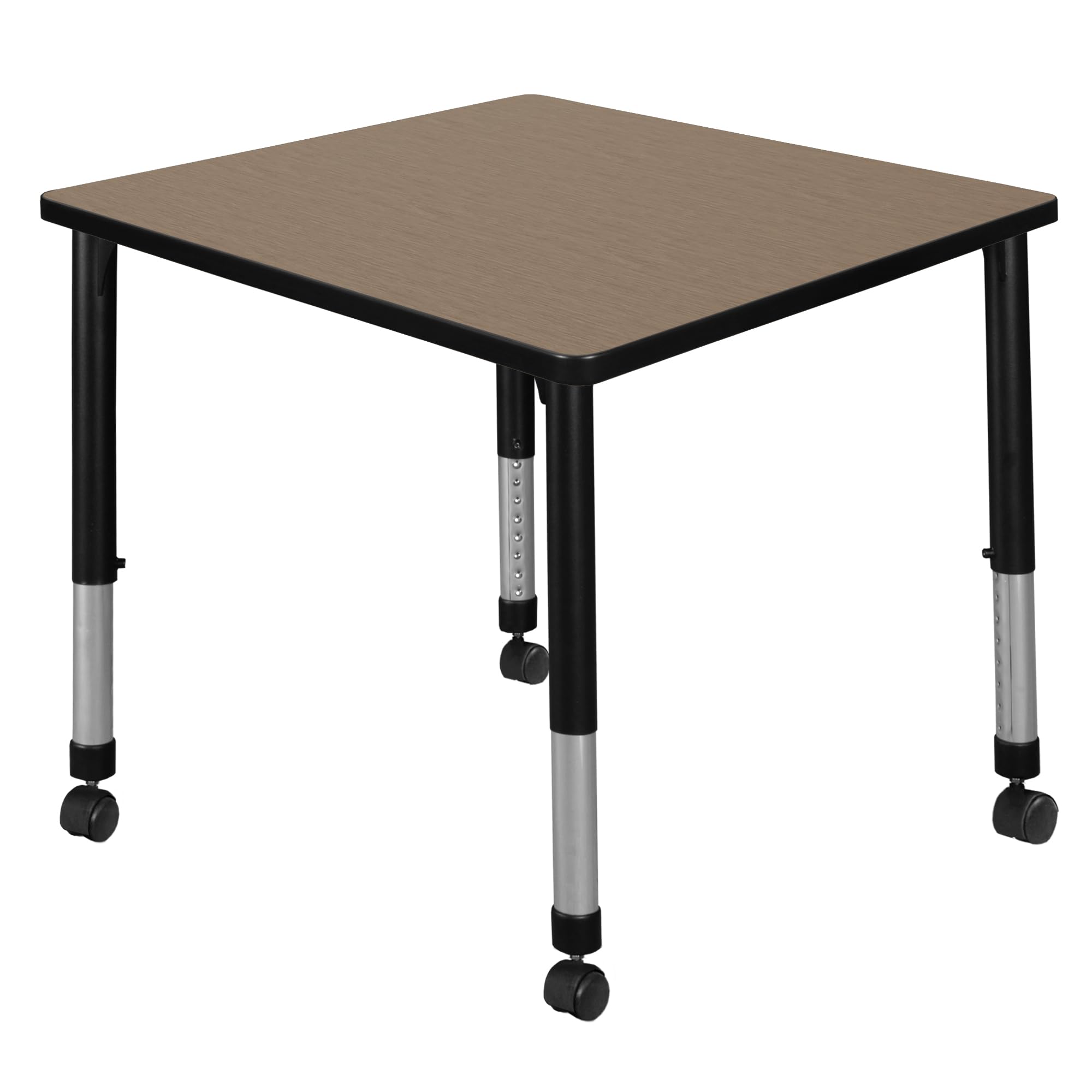Regency Kee 30 in. Square Height Adjustable Mobile Classroom Activity Table- Noble Oak Top & Black Base