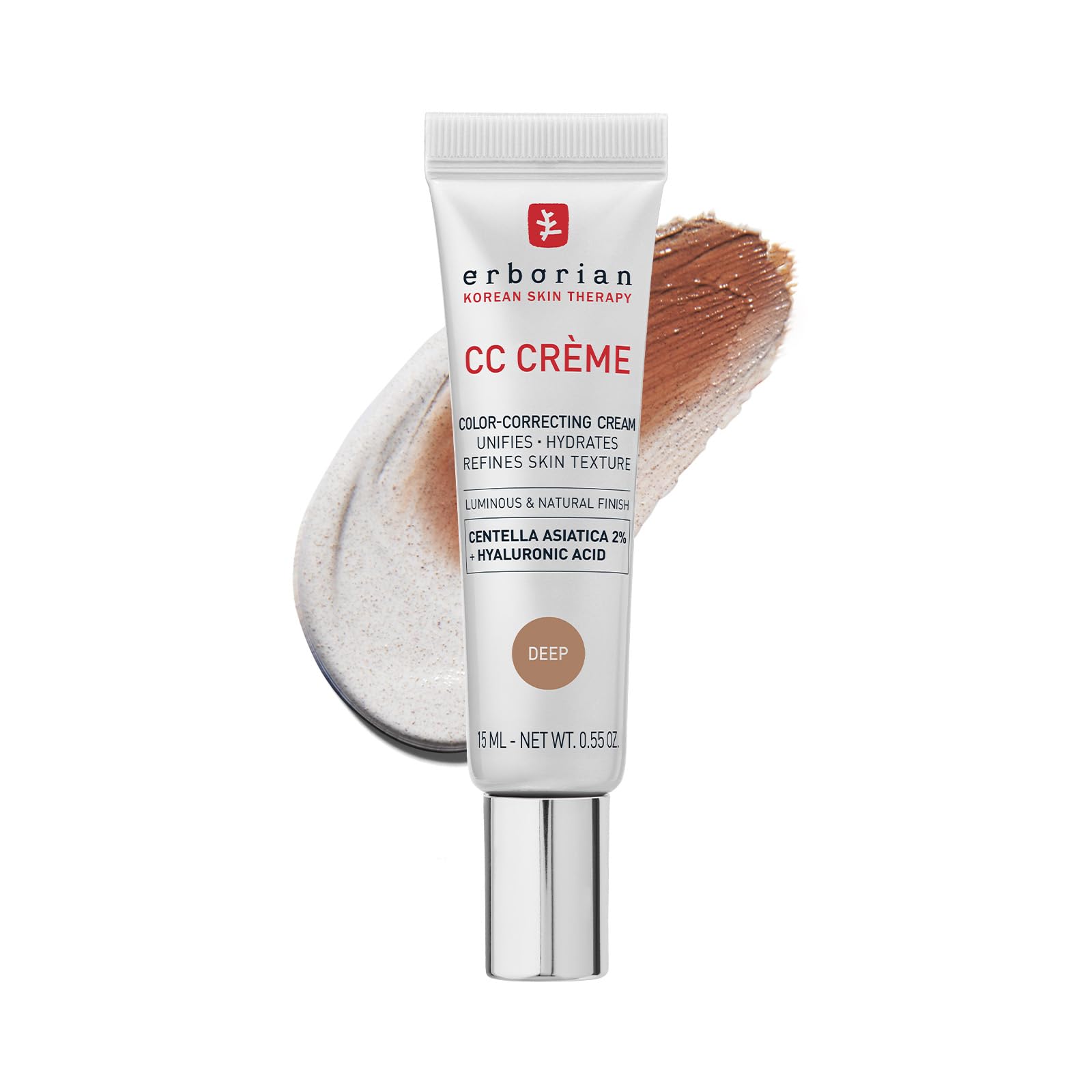 Erborian CC Cream, Color Correcting Korean Skincare, Deep, 0.5 Fl Oz
