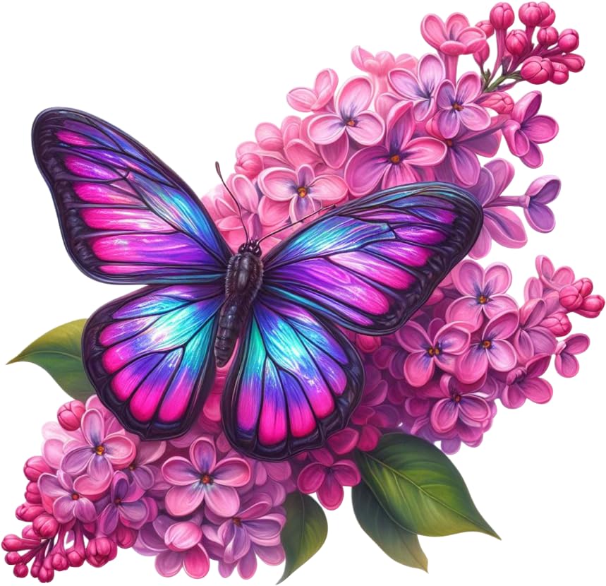x4 Violet Butterfly Flower Vinyl Stickers