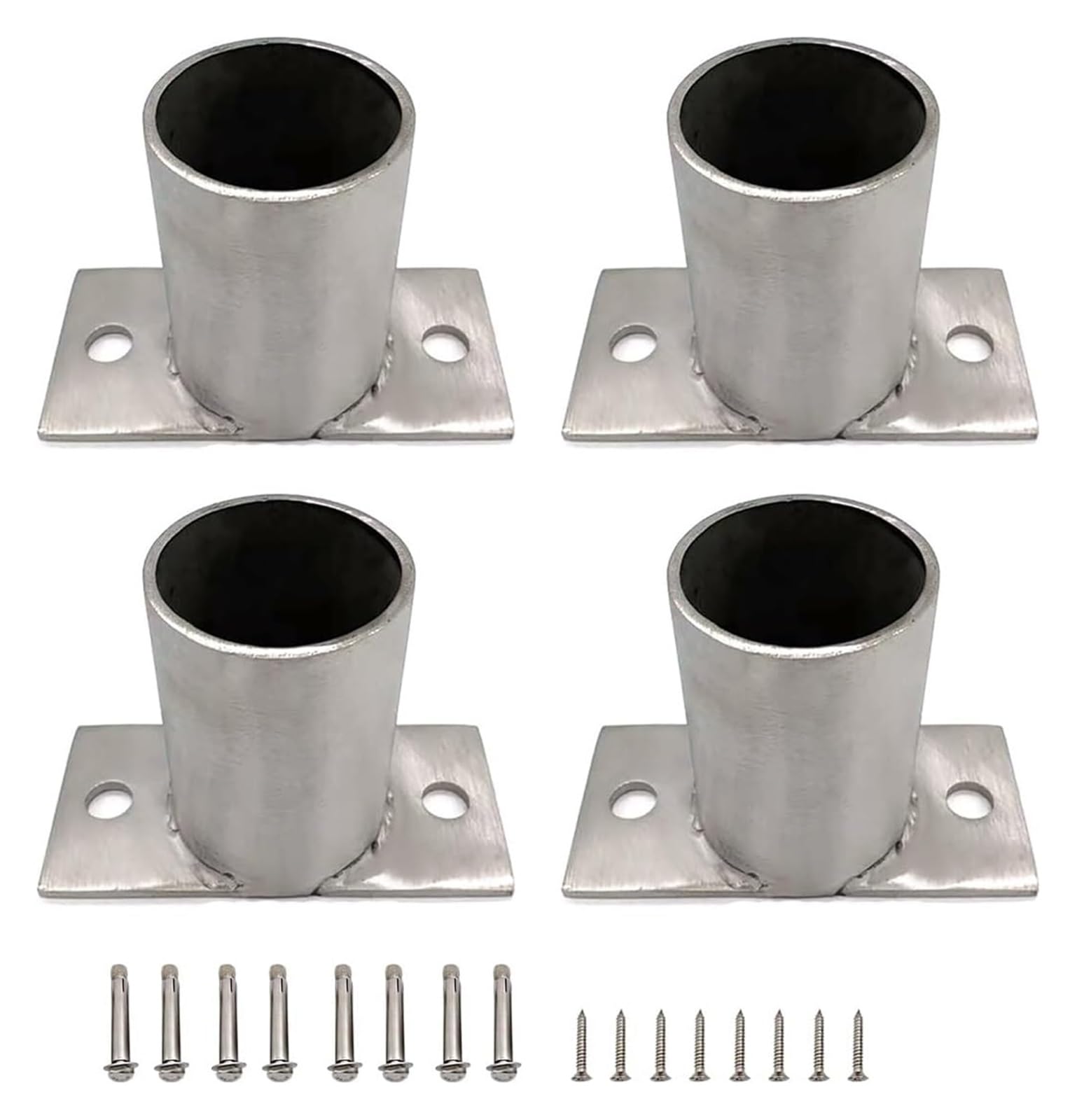 Fence Posts， Kit Antirust Post Anchor Outdoor Round Brackets Support for Fence, Mailbox, Deck, Pergola(4pcs,Diameter: 1.97in; H: 3.15in)