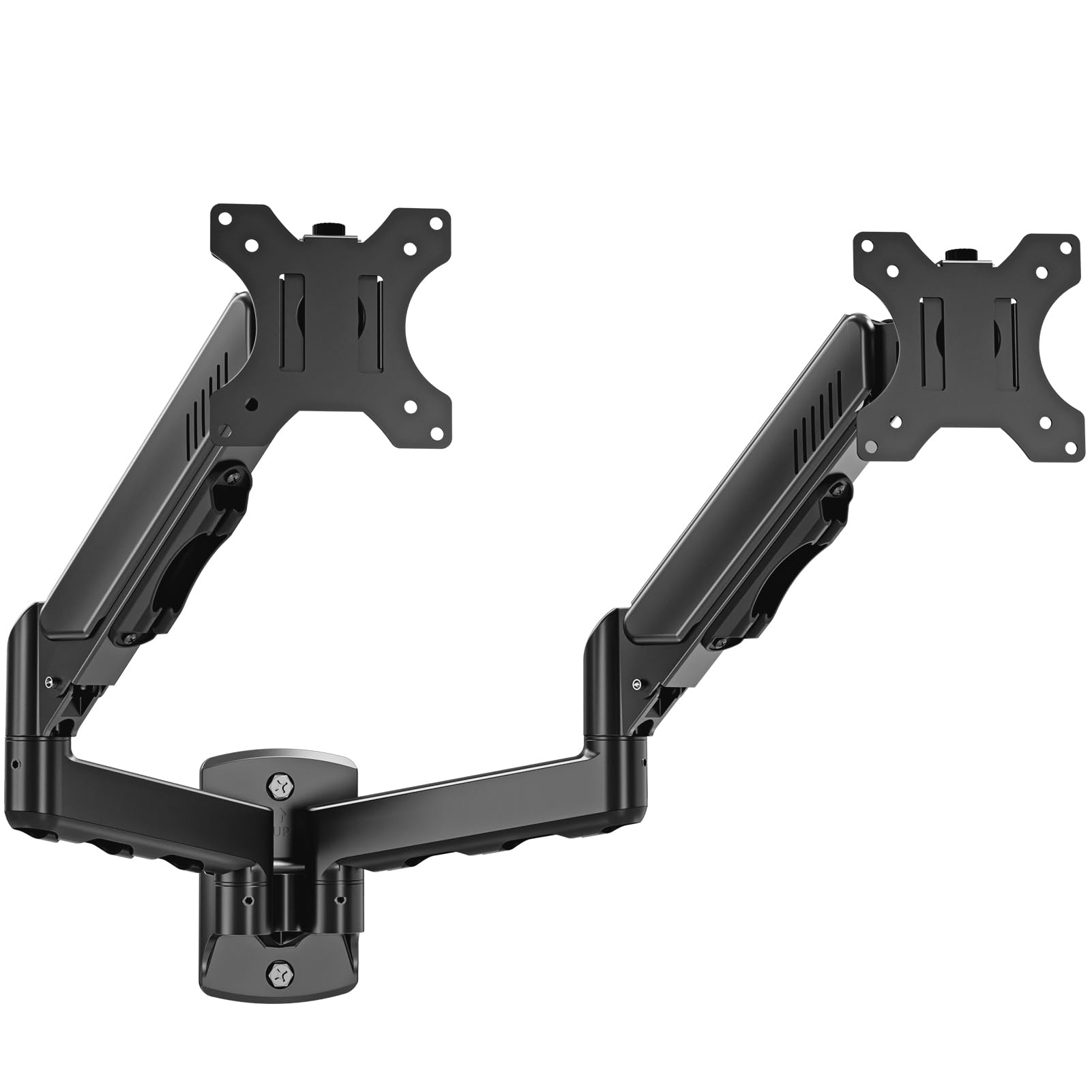 MOUNTUP Supporto da parete per doppio monitor per 2 schermi di computer da 32 pollici, braccio doppio completamente regolabile, supporto per monitor da parete supporto per monitor da 2 a 9 kg, staffa