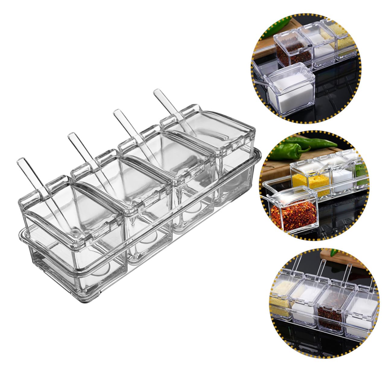 Mipcase Boîte à Épices Acrylique Récipient à Sel pour Plan de Travail Boîte à Condiments Délicate