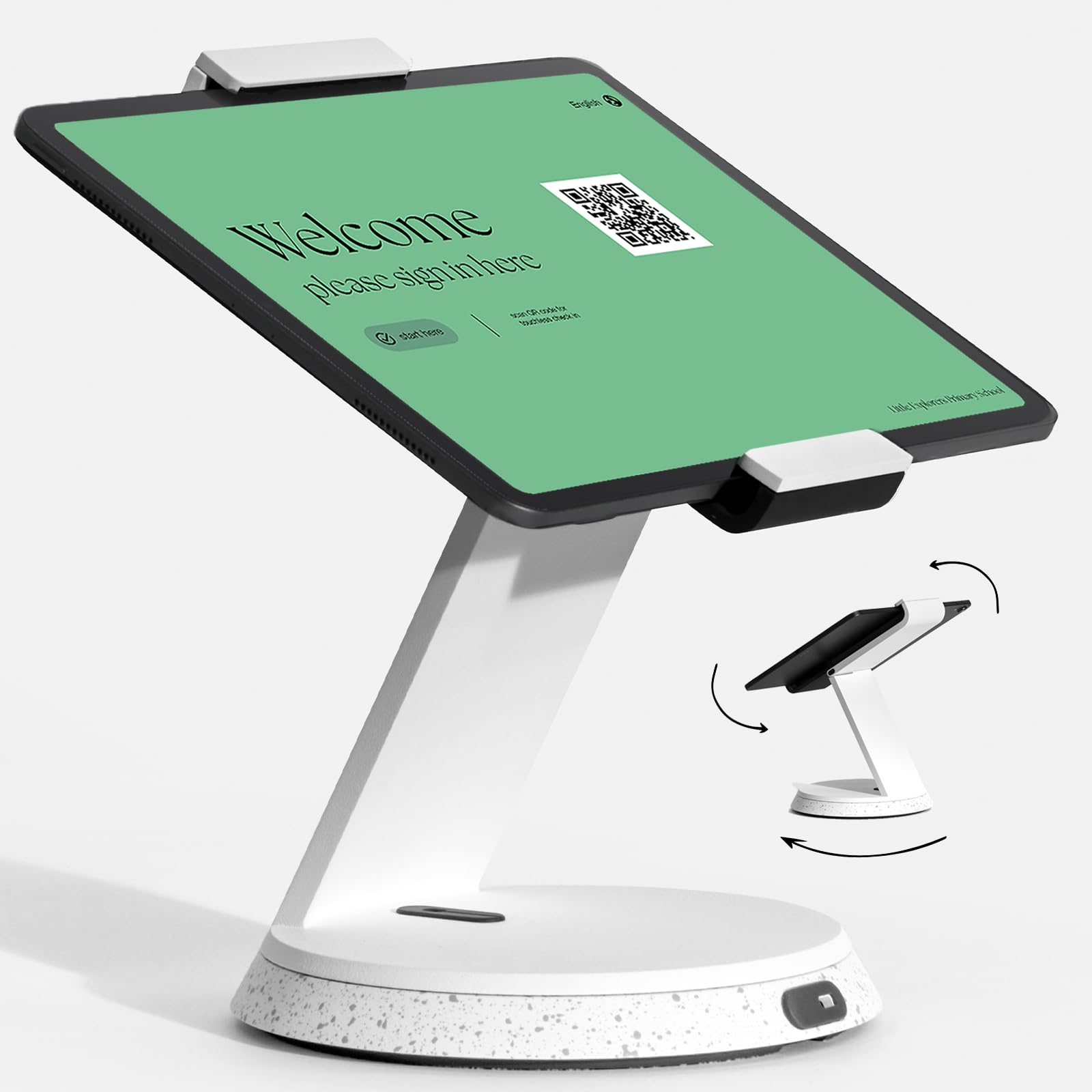 Eddy Tablet & iPad POS Stand | iPad Stand for Business | Compatible with Most 7-13" Tablets | Strong Aluminium iPad Kiosk Stand | iPad Table Mount Tablet Kiosk | iPad Register Stand | White