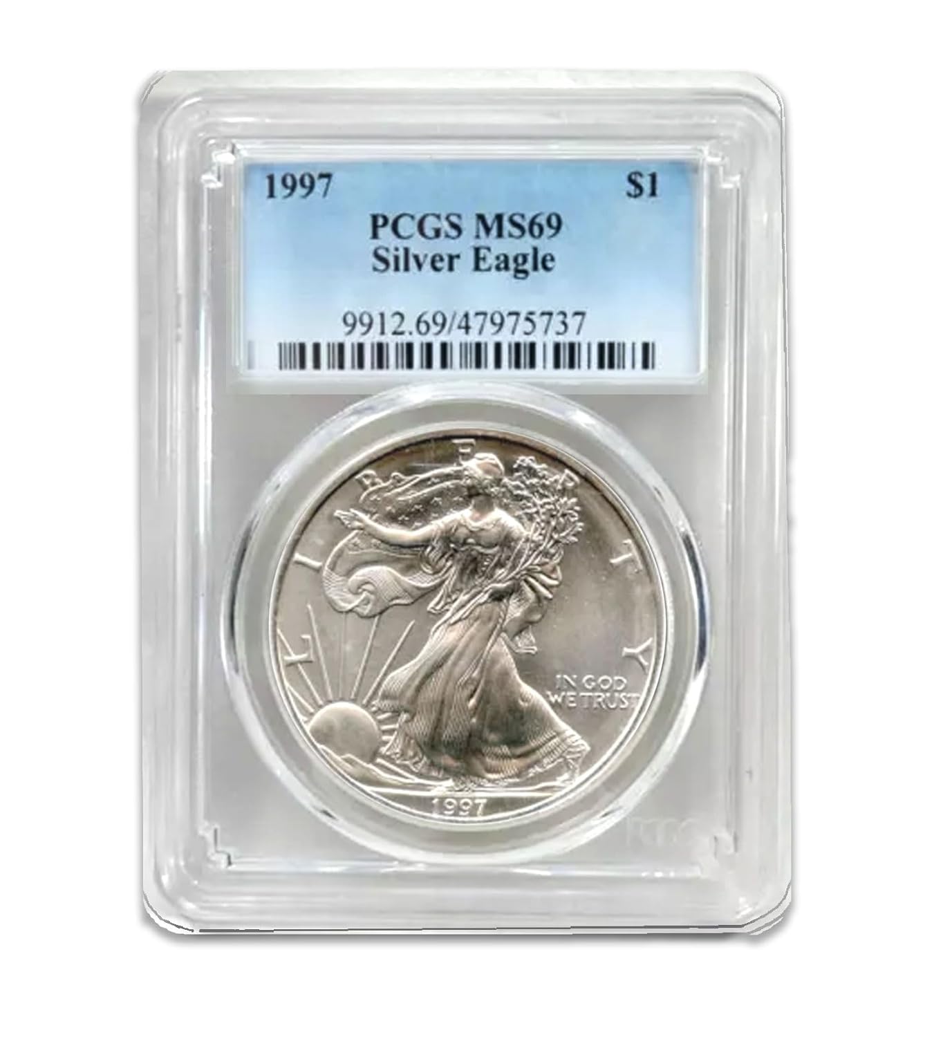USA 1997 $1 American Silver Eagle Coin - MS69 PCGS - United States Mint