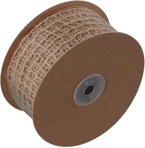Miniatura 6 de Cinta de red de arpillera con borde con alambre de 2 pulgadas, malla de yute rústico de 10 yardas para manualidades, decoración de corona, envoltura