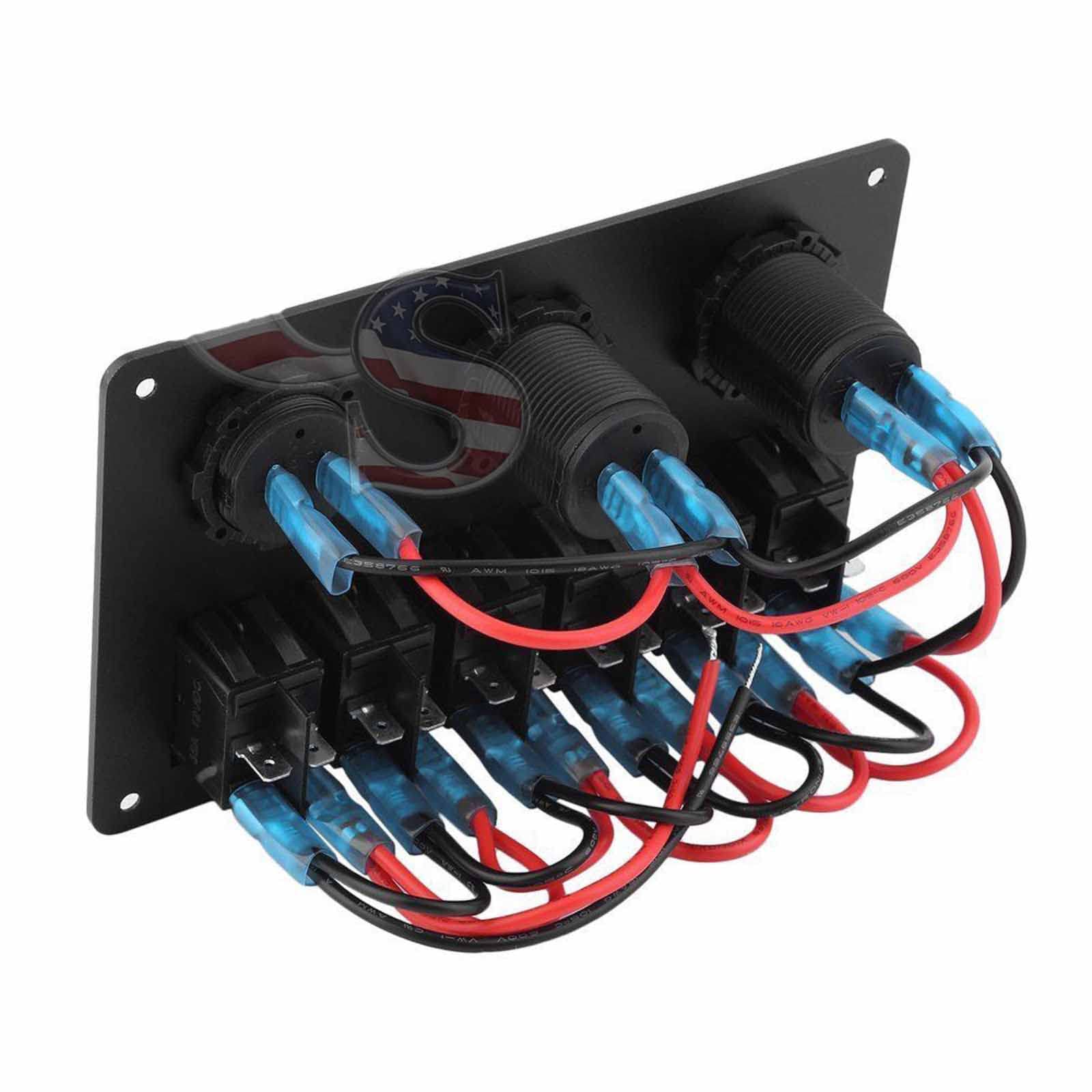 Riloer 6-modułowy panel przełączników kombinowanych, 12 V/24 V ABS łódź morski samochód przełącznik kołyskowy panel sterowania, sterowanie wewnętrzne
