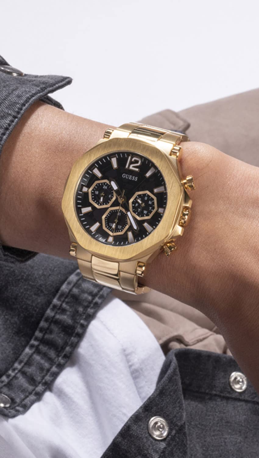 Guess US Men's Gold-Tone Cut-Through Multifunction Watch
